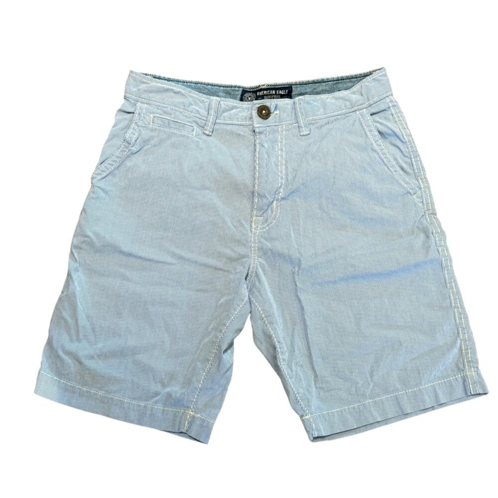 American Eagle Outfitters Blue & White Striped Men's Flat Front Shorts Mens 30